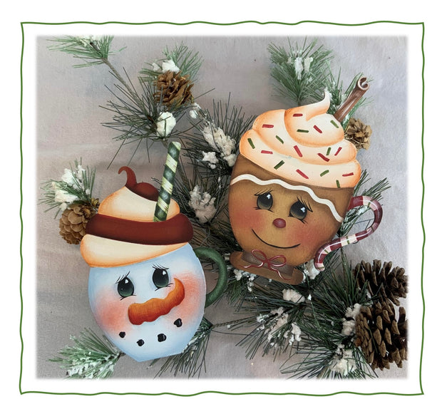 Cup of Christmas Ginger & Snowman Ornaments