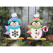 #874 Snowflake/Candycane Penguin Standers ETCHED (WOOD)