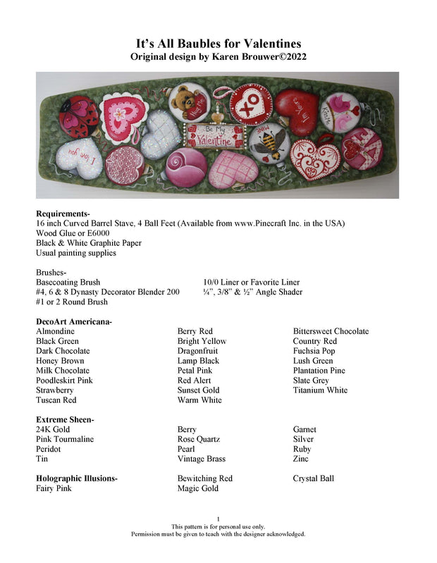 It's All Baubles for Valentines Pattern Packet