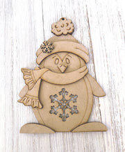 #874 Snowflake/Candycane Penguin Standers ETCHED (WOOD)