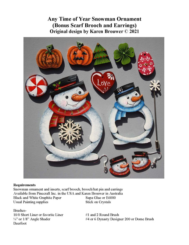 Any Time Of Year Snowman Pattern Packet