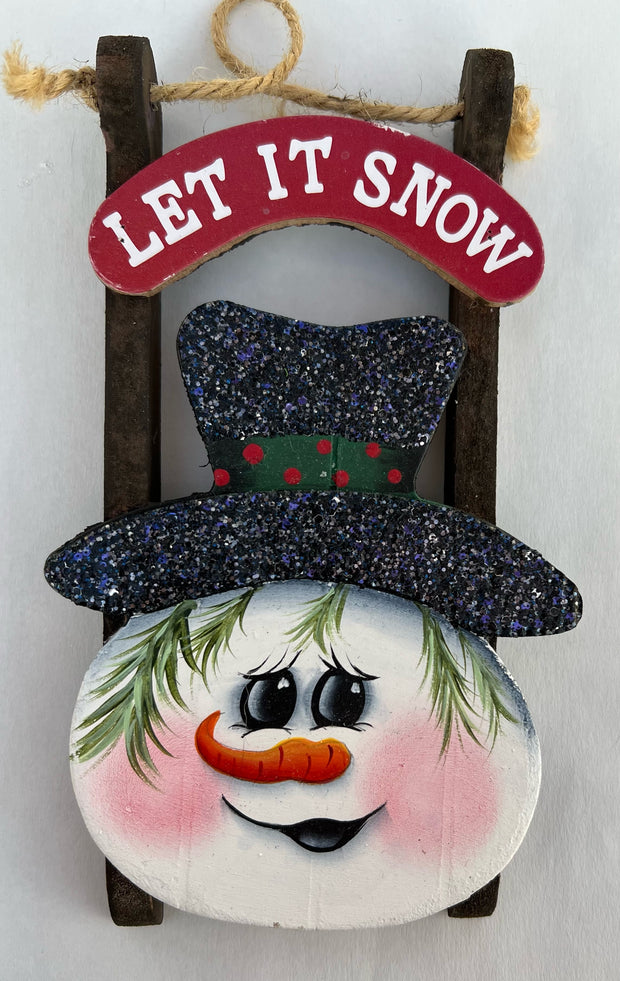 Let it Snow Snowman Sled by Linda O'connell