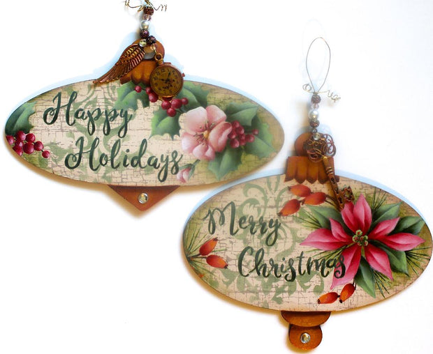 Happy Holidays Oval Ornaments